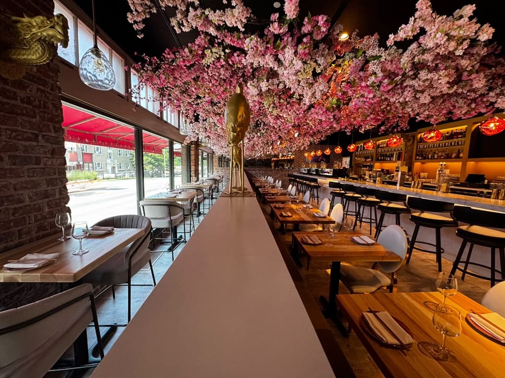 Window-side Date Night Alley tables at Shiki